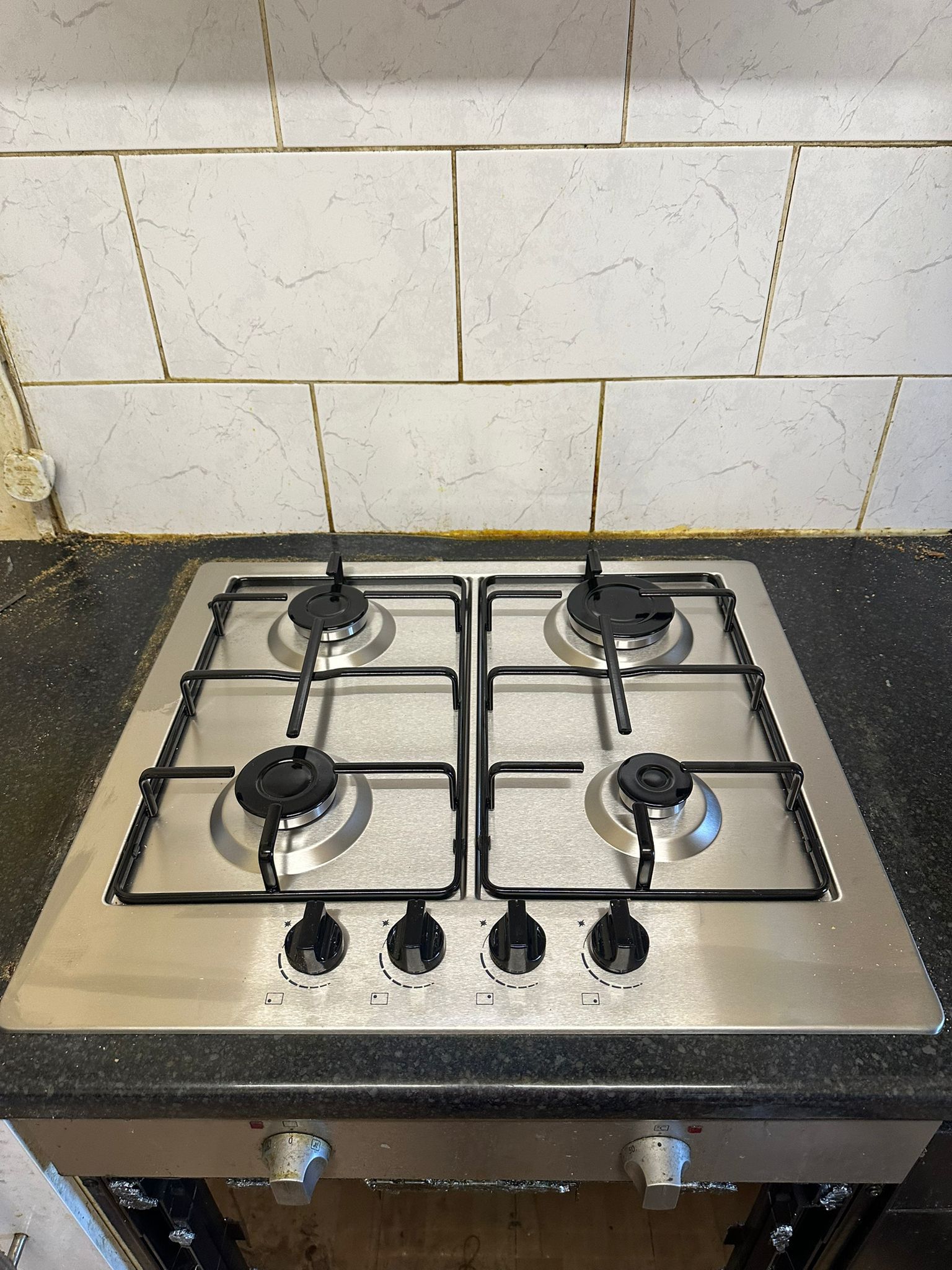 Gas hob installation in kitchen